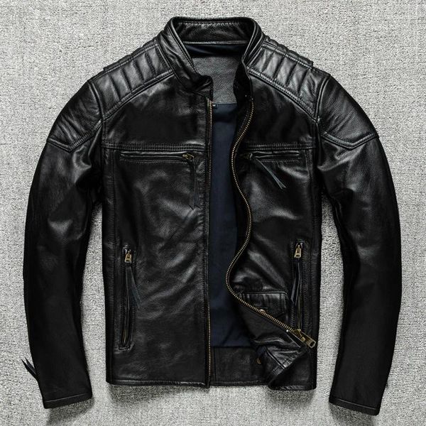 Tute da uomo Primo strato Pelle bovina Abbigliamento da moto Giacca in pelle Abbigliamento da equitazione