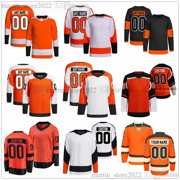 Genähte Hockey-Trikots 11 Travis Konecny 79 Carter Hart 8 Cam York 14 Sean Couturier 88 Eric Lindros Atkinson 18 Marc Staal 26 Sean Walker 5 Egor Zamula 33 Samuel Ersso