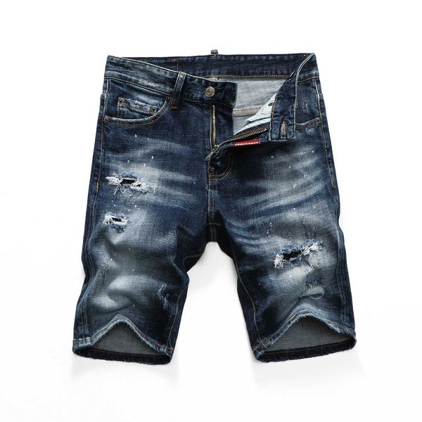 neuer Trend gewaschene D2-Jeansshorts mit niedriger Taille und kleinem Fuß im Red-Label-Nähverfahren für Herren