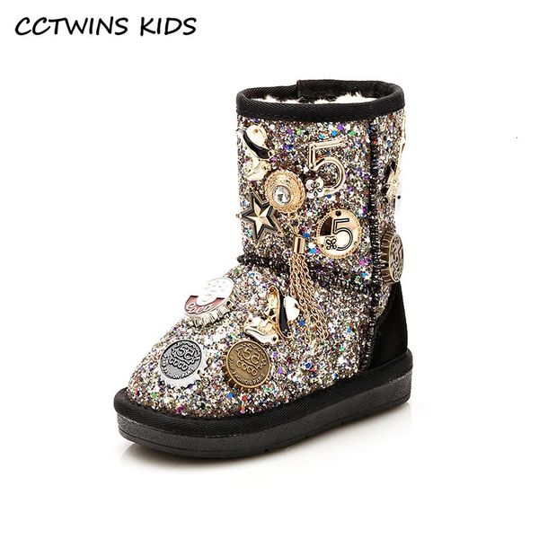 Botas CCTWINS Crianças Inverno Neve Crianças Moda Bebê Sapatos Meninas Glitter Crianças Quente Fur SNB228 231128