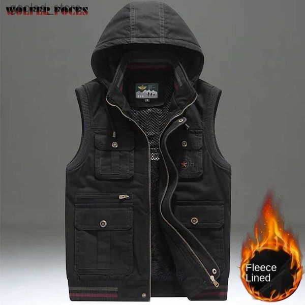 Gilet da uomo Autunno Abbigliamento da uomo Tinta unita Casual Gilet allentato da uomo Multi Bag Abiti da lavoro Moda Camping Tattico Gilet sportivo da uomo Cappotto Q231129