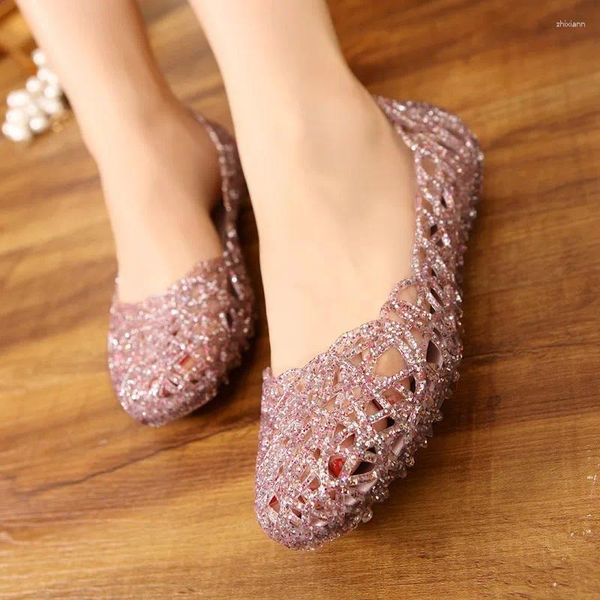 Sandalet Kadınlar Yaz Günlük Jöle Ayakkabı Out Out Mesh Flats Lady Girl Nefes Borç 23-25cm