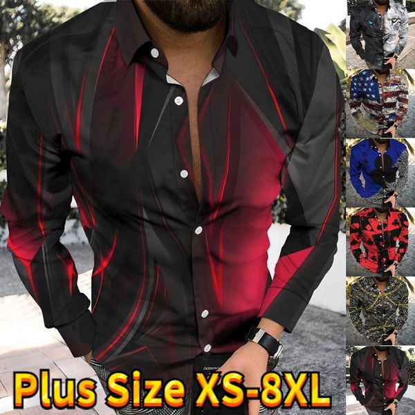 Camicie casual da uomo Camicia quotidiana da uomo a maniche lunghe Basic Design classico Button Down Fashion Slim Fit stampato XS-8XL
