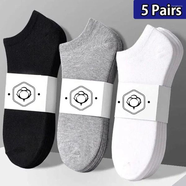 Herrensocken, 5 Paar, hochwertige Baumwolle, für Herren, Schwarz, Weiß, klassisch, lässig, Sport, schweißabsorbierend, geruchshemmend, Komfort, knöchelkurz