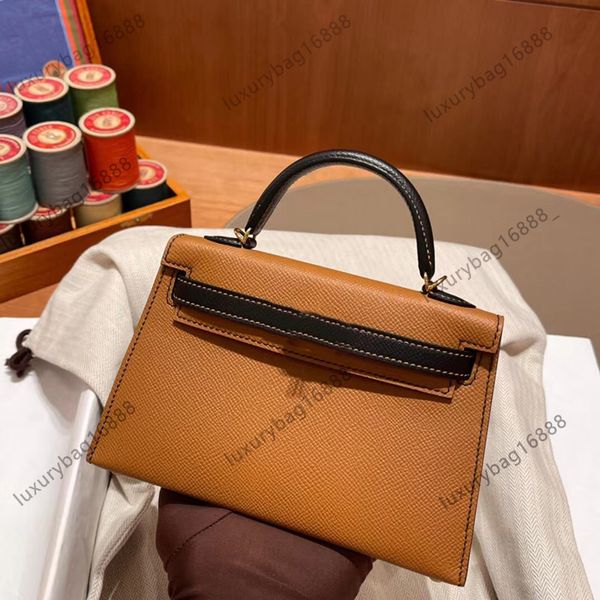 En kaliteli çanta mini crossbody çanta lüks tasarımcı çantası 20cm çanta yeşili epsom gerçek deri tüm el yapımı klasik omuz kadın kemer çantası tote 10a çapraz vücut çantası