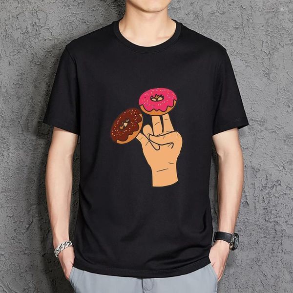 Camisetas masculinas Duas rosquinhas são necessárias todos os dias Tee masculino gráficos básicos camisetas ao ar livre Streetwear confortável Harajuku Manga curta