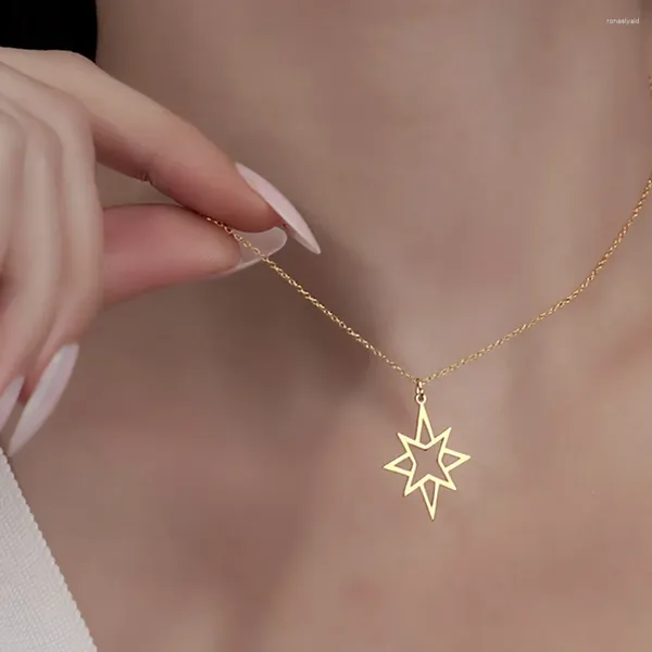 Catene Collana semplice con stella polare Gioielli per feste Ciondolo in acciaio inossidabile Simbolo splendidamente realizzato