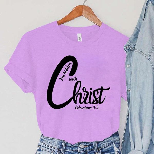 Magliette da donna Magliette vintage con versetti della Bibbia Magliette religiose da donna Nascoste con Cristo Abbigliamento Manica corta Christian
