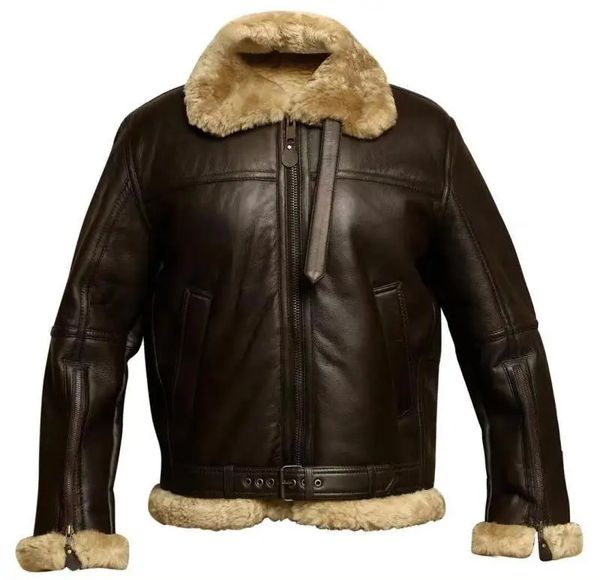 Jaquetas Mens Inverno Bomber Jaqueta De Couro Homens Shearling Lambskin Quente Parka Piloto Natural Casaco De Pele De Carneiro 231128