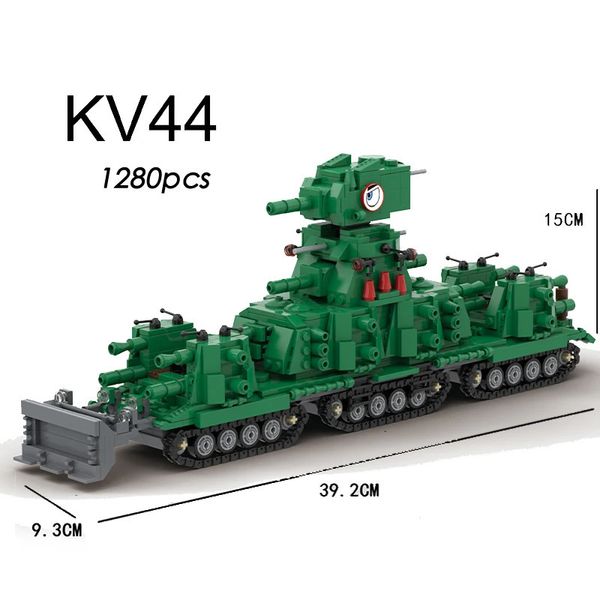 Suprimentos de brinquedo de Natal Compatível com blocos de construção criativos MOC restaurar World of Tanks KV 44 tanque pesado menino presente de aniversário 231128
