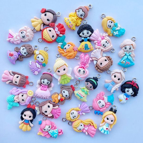 Dekorative Objekte Figuren 1020 niedliche Cartoon schöne Prinzessin Serie Harz Kawaii Anhänger Schlüsselanhänger Halskette DIY Dekoration Zubehör C58 230428