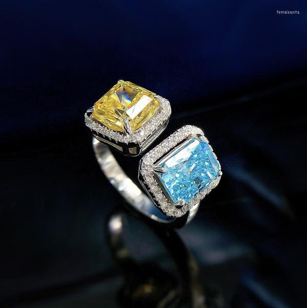 Cluster Rings Vintage Peridot Diamond Ring Real 925 Sterling Silver Party Wedding Band per le donne Regalo di gioielli di fidanzamento nuziale