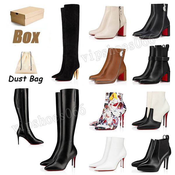 Red Bottoms Boots Christians Louboutins Heels Womens Décolleté da donna di design Fondo rosso Lusso sexy punta a punta OG Stivali rossetto originali Tacchi alti 【code ：L】