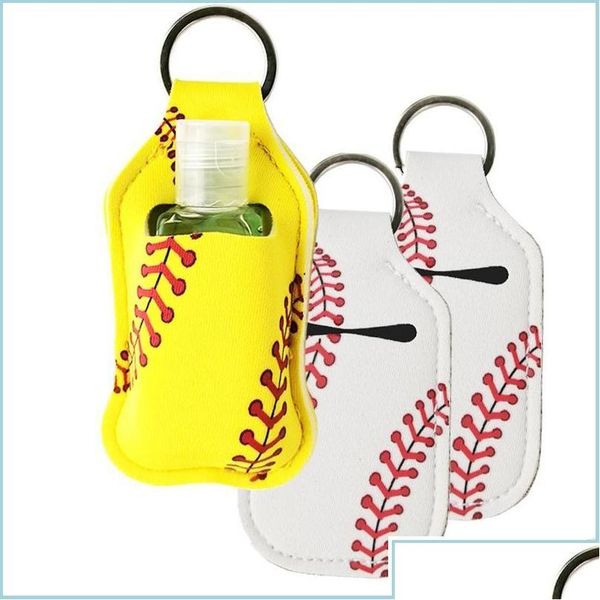 Favore di partito Neoprene Er Baseball Softball Portachiavi Chapstick Titolari per disinfettante per le mani Bottiglia Porta gel Manica Portachiavi Ri Drop Dhoby