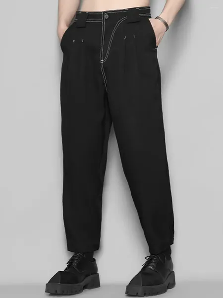 Мужские спортивные костюмы Темные индивидуальные цвета Контрастные линии Дизайн Повседневные классические брюки с девятью очками Осенняя одежда
