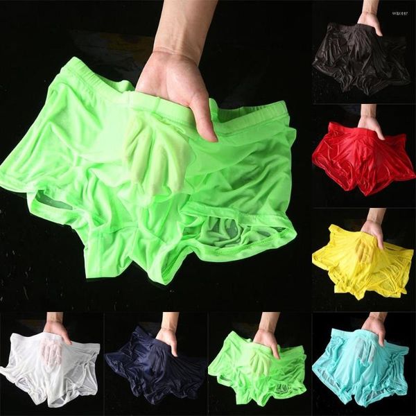 Cuecas cuecas masculinas sedutora molhada boxers sexy shorts de roupas íntimas transparentes troncos gays roupas de calcinha de calcinha de moda