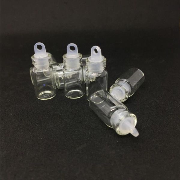 1 ml frascos de vidro transparente desejando frasco com plugue de plástico mini garrafa de vidro de amostra vazia Jarros pequenos 22x11mm (heightxdia)