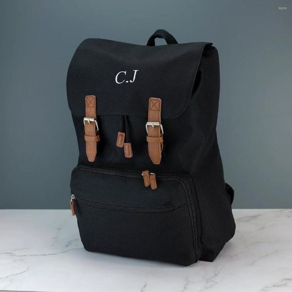 Сумки для хранения пользовательская винтажная печать рюкзака с названием инициалов Выбор цветов Работайте ноутбук школьная сумка Регулируемые ремни