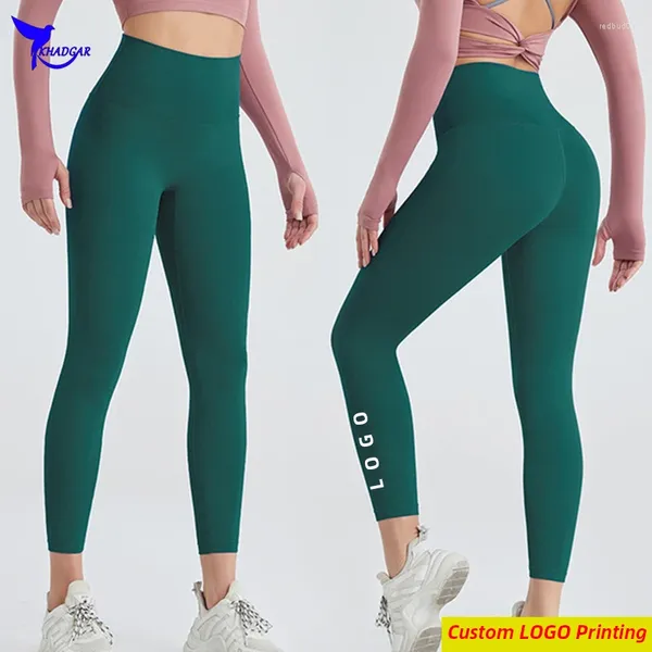 Calças ativas de cintura alta logotipo personalizado mulheres push up esportes yoga secagem rápida correndo leggings ginásio fitness calças justas estiramento bottoms