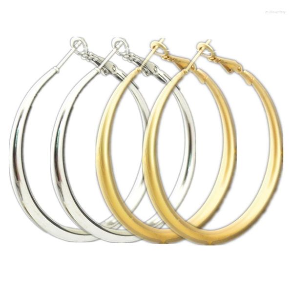 Brincos de argola para mulheres Big Circle Matte ouro prata plata