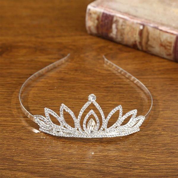 Grampos de cabelo crianças hairband tiara coroa prata cor cristal liga bandana meninas festa hoop diadem charme crianças jóias atacado