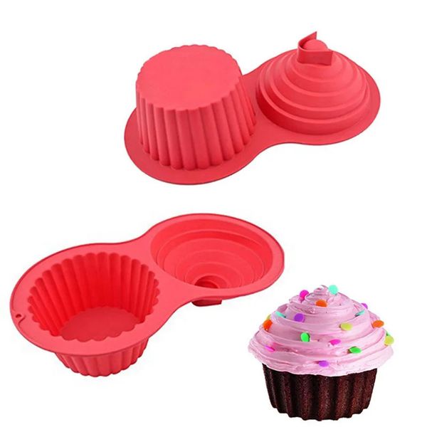 Moldes de cozimento 3D Gigante Silicone Cupcake Mold Muffin Cup Mousse Bolo Molde de Silicone Grande Molde de Cupcake para Assar Gian Cupcakes Pan Ferramentas de Bolo 231129