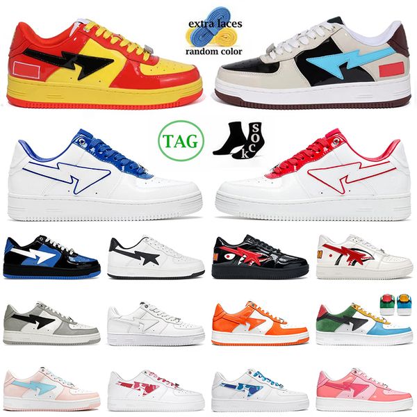 2023 Baped Designer SK8 Sta Laufschuhe Bapestar Bapestas Herren Damen Trainer Iron Lackleder Weiß Blau Rot JJJJound Navy Black Shark Sneakers Outdoor EUR 36-45