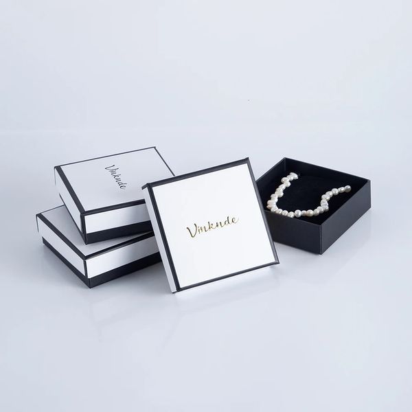 Colares de pingente personalizado 50 pcs jóias organizador caixa preto branco papel kraft exibir caixas de presente anel de noivado para brinco colar pulseira 231128