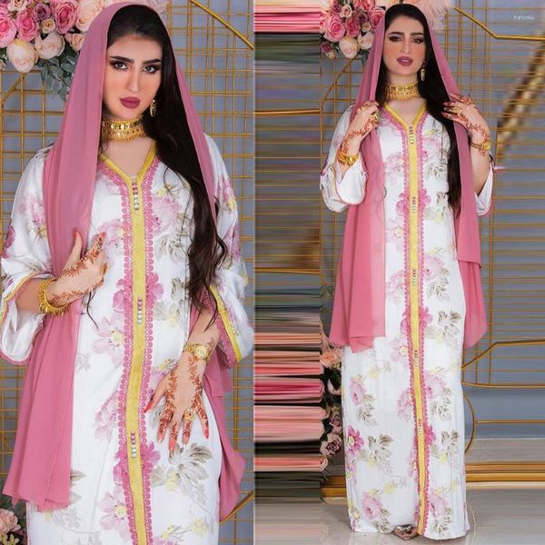 Roupas étnicas estR vestido de bordado sedoso, manto muçulmano abaya syari fêmea com capuz de seda vestido de adoração à noite abayas wy702