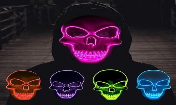 Halloween LED Leuchtende Maske EL Wire Skull Gruselige Vollgesichtsmasken CS Game Protectors Maskerade Party Kostüm Leuchtende Requisiten4636882