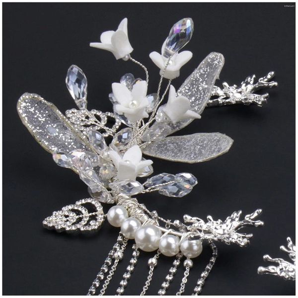 Brincos femininos emparelhados com borla, acessórios de flores com cristal para boate, baile de máscaras, festa de cosplay