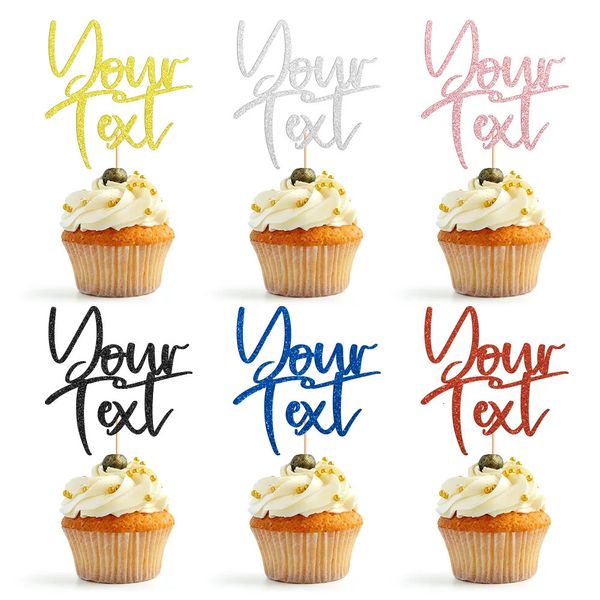 Ferramentas de bolo Toppers de cupcake personalizados 12 PCS Decoração de bolo de copo 231129