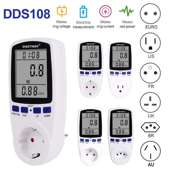 Medidores de energia Digital Wattmeter AC 230V 110V Consumo de energia elétrica UE Plug Kilowatt Wattage Electricity 230428