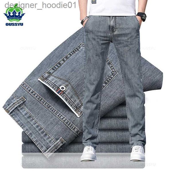 Мужские джинсы 2023 Стрейч-скинни Мужские модные повседневные облегающие джинсовые дизайнерские эластичные брюки Серые брендовые брюки большого размера 38 40 L231129