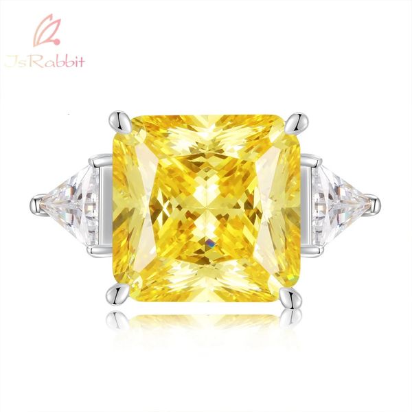 Обручальные кольца IsRabbit 9K 14K 18K Золото огранки «Принцесса» 6CT VVS Lab Grown Fancy Yellow Sapphire Ограненный драгоценный камень Роскошные ювелирные изделия Drop 231128