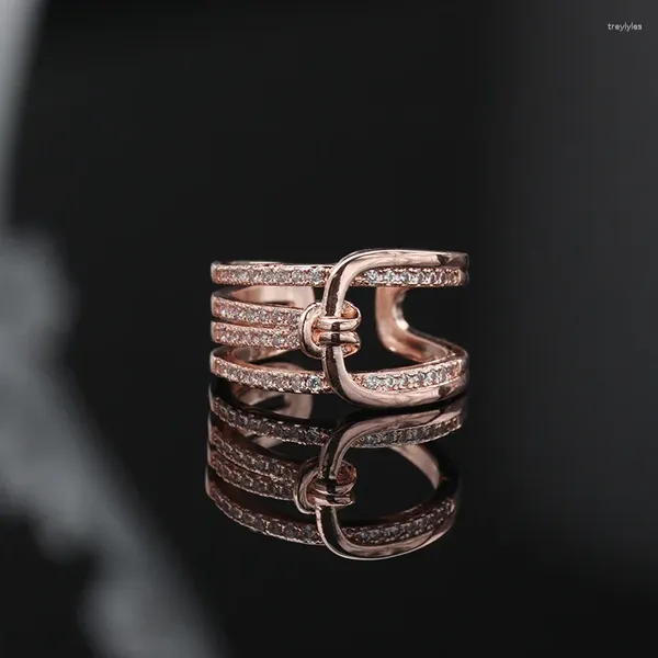 Anéis de cluster retro fivela de cinto zircon banhado a ouro anel abertura ajustável personalidade feminina hip hop festa jóias moda rock
