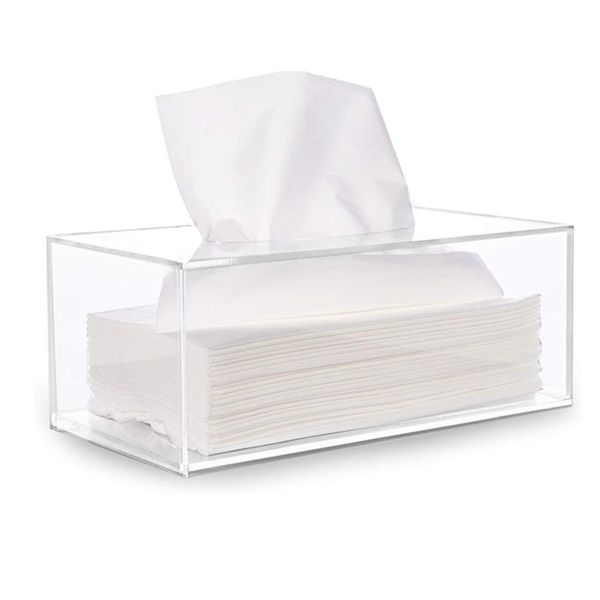Organisation Clear Acryl Tissue Box Halter Einfacher rechteckiger Papier -Servietten -Cointainer -Oragnizer für Auto -Home -End -Tisch
