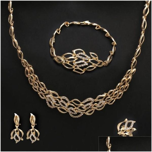 Ohrringe Halskette Set Marokkanische Arabische Hochzeit Brautschmuck Frau Qualität Dubai 18K vergoldet Custom Schmuck Großhandel Drop D Dhzqa