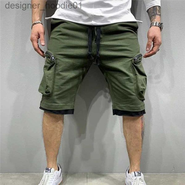 Calças masculinas 2021 novo verão solto shorts homens jogging calças curtas casuais de fitness streetwear masculino lti-bolso esporte casual hip carga shorts l231129