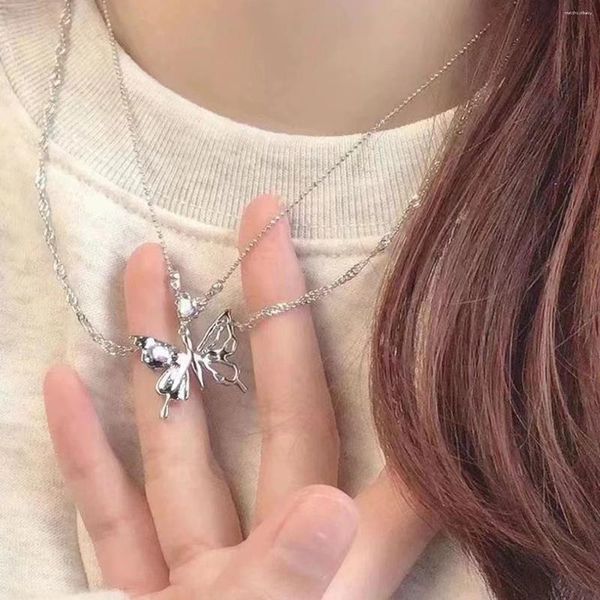 Подвесные ожерелья Kpop y2k Butterfly Collece Corean Crystal Egirl Punk Clabical Chain для женщин модные ювелирные украшения подарки