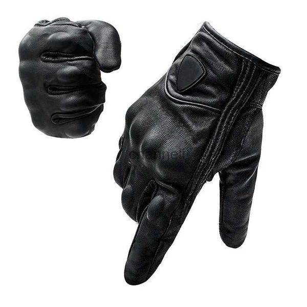 Gants de cyclisme Cyclisme en plein air Doigt complet Gants en cuir complet non poreux Unisexe Noir Matériau en peau de mouton Mitaines Quatre saisons disponibles YQ231129