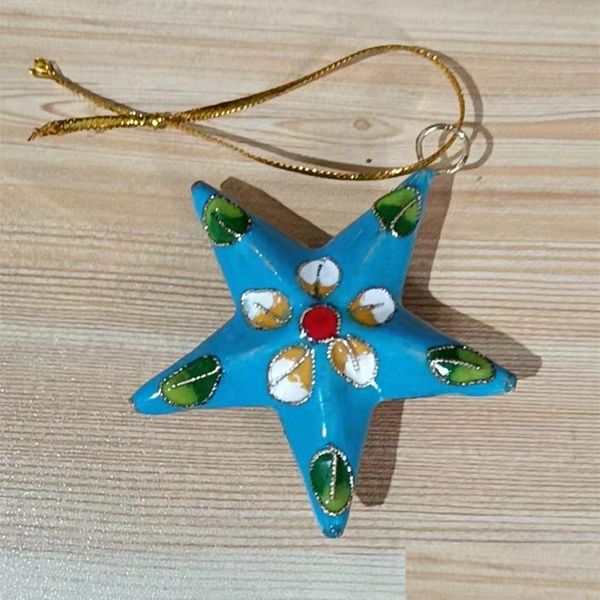 Tartgın Handcrafts Cloisonne Emaye Colorf Yıldız Kolye Süsleri Küçük Dekoratif Öğe Anahtarlık Takılar Ev Dekoru Noel Ağacı H Dhaus