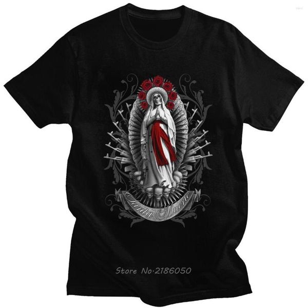 T-shirt da uomo Moda uomo Santa Muerte Camicia a maniche corte in morbido cotone T-shirt Lady Of Holy Death Teschio messicano Abbigliamento regalo Harajuku