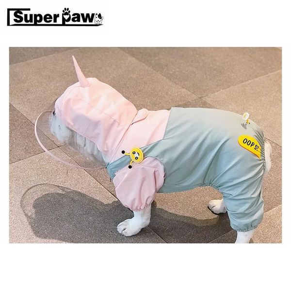 Regenmäntel Niedlicher Einhorn-Cosplay-Hunderegenmantel Französische Bulldogge für kleine mittelgroße Hunde Regenmantel Haustierkleidung Wasserdichte Mops-Corgi-Jacke HEC12