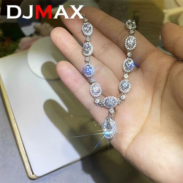 Girocolli DJMAX 5 5CT Collana con pendente per donna Originale S925 Sterling Silver Luxury Lady s Diamond Clavicola Catena 2023 231129