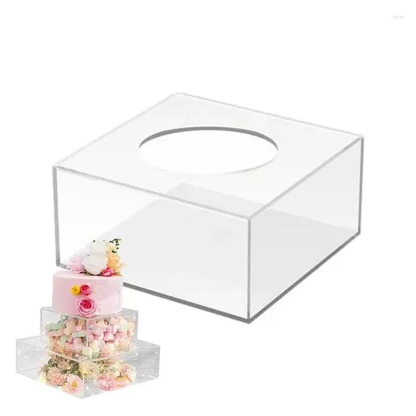 Backformen Werkzeuge Transparente Acryl Kuchen Display Board Runde DIY Tablett Weihnachten Und Hochzeit Herzstück Dekor Backbox