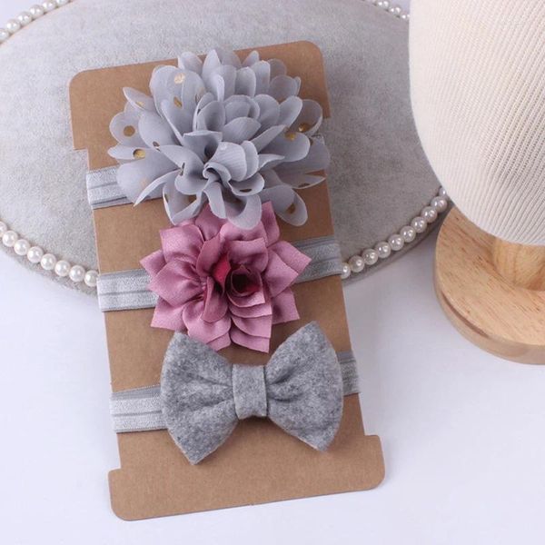 Haarschmuck 3 Teile/satz Kinder Elastische Blumen Haarband Set Kleinkinder Einfache Einfarbige Schleife Mit Anzug Bands Für Baby Mädchen