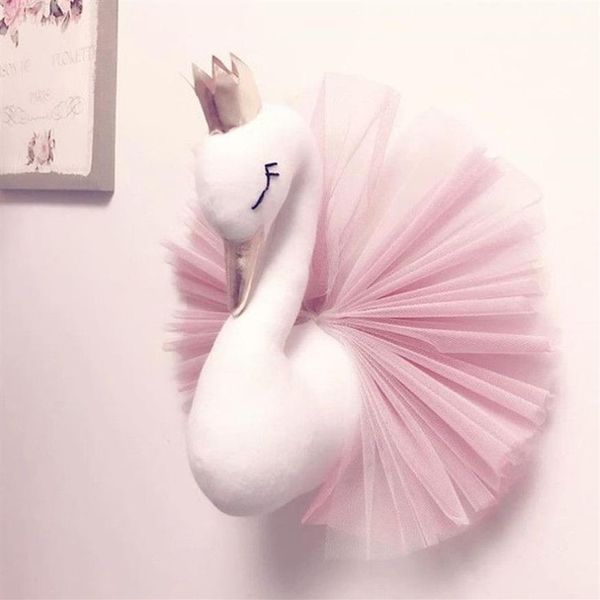 Bebê menina decoração do quarto de pelúcia cabeça animal cisne parede decoração para casa bebê brinquedos de pelúcia meninas acessórios do quarto crianças criança presente t2006247v