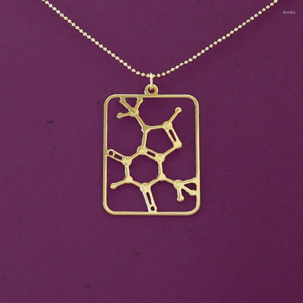 Colares pendentes Chocolate - Jóias de química de colar da molécula de teobromina