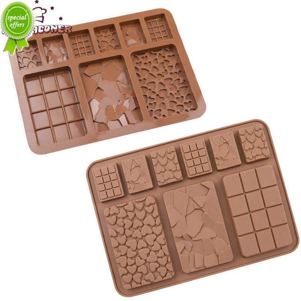 Nuovo Nuovo Stampo in silicone per cioccolato a 9 cavità Cuore spezzato Fondente Pasticceria Stampo per barrette di cioccolato Stampi per dolci a forma di cubo Accessori per la cottura in cucina